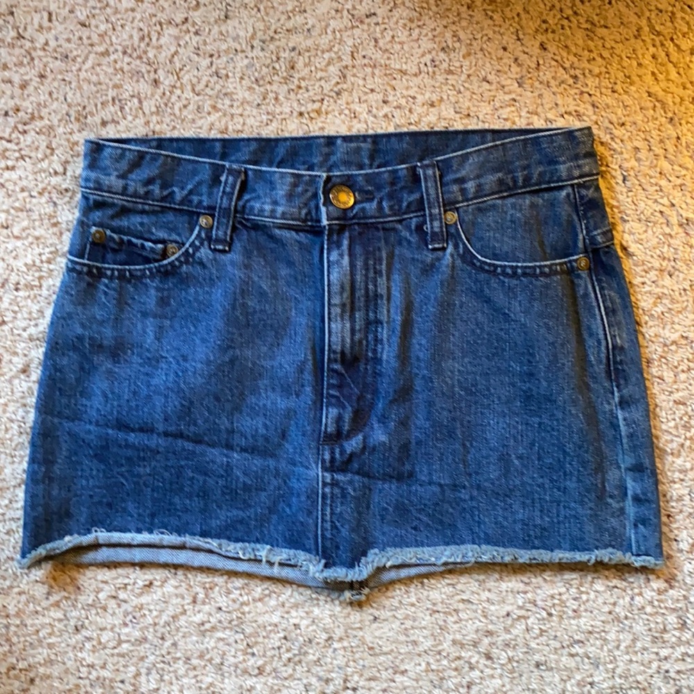 Free People Denim Jean Cut Off Raw Hem Mini Skirt - Picture 10 of 16